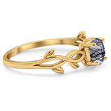 Minimalist Round Natural Stone Solitaire Ring