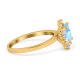 Art Deco Oval Natural Stone Beaded Ring