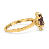 Art Deco Oval Natural Stone Beaded Ring