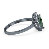 Art Deco Pear Natural Stone Wedding Ring