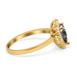 Art Deco Pear Natural Stone Wedding Ring