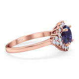 Art Deco Round Natural Stone Flower Ring