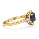 Art Deco Round Natural Stone Flower Ring