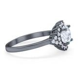 Art Deco Round Natural Stone Flower Ring