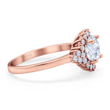 Art Deco Round Natural Stone Flower Ring