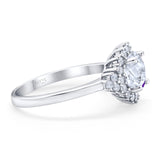 Art Deco Round Natural Stone Flower Ring