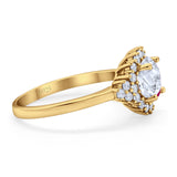 Art Deco Round Natural Stone Flower Ring