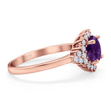 Art Deco Round Natural Stone Flower Ring