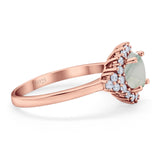 Art Deco Round Natural Stone Flower Ring