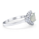 Art Deco Round Natural Stone Flower Ring