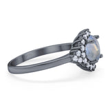 Art Deco Round Natural Stone Flower Ring