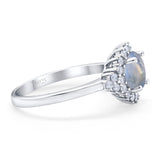 Art Deco Round Natural Stone Flower Ring