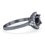 Art Deco Round Natural Stone Flower Ring