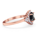 Art Deco Round Natural Stone Flower Ring