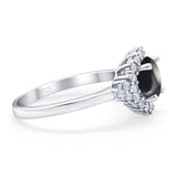 Art Deco Round Natural Stone Flower Ring