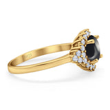 Art Deco Round Natural Stone Flower Ring