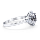 Art Deco Round Natural Stone Flower Ring