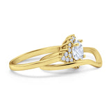 Two Piece Round Natural Stone Cluster Ring