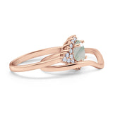 Two Piece Round Natural Stone Cluster Ring