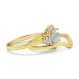 Two Piece Round Natural Stone Cluster Ring