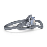 Two Piece Round Natural Stone Cluster Ring