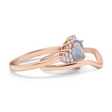 Two Piece Round Natural Stone Cluster Ring