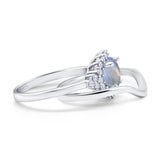 Two Piece Round Natural Stone Cluster Ring