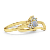 Two Piece Round Natural Stone Cluster Ring