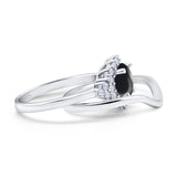 Two Piece Round Natural Stone Cluster Ring