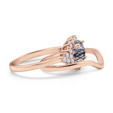 Two Piece Round Natural Stone Cluster Ring