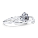 Two Piece Round Natural Stone Cluster Ring