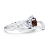 Two Piece Round Natural Stone Cluster Ring