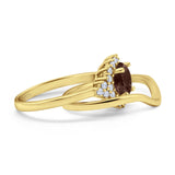 Two Piece Round Natural Stone Cluster Ring