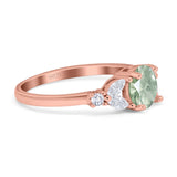 Art Deco Round Natural Stone Leaf Style Ring