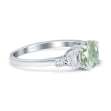 Art Deco Round Natural Stone Leaf Style Ring