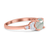 Art Deco Round Natural Stone Leaf Style Ring
