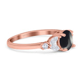 Art Deco Round Natural Stone Leaf Style Ring