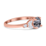 Art Deco Round Natural Stone Leaf Style Ring