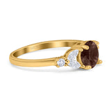 Art Deco Round Natural Stone Leaf Style Ring