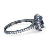 Art Deco Oval Natural Stone Floral Ring