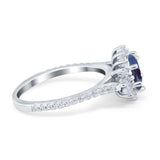 Art Deco Oval Natural Stone Floral Ring