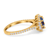 Art Deco Oval Natural Stone Floral Ring