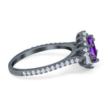 Art Deco Oval Natural Stone Floral Ring