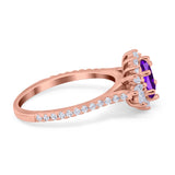 Art Deco Oval Natural Stone Floral Ring