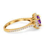 Art Deco Oval Natural Stone Floral Ring