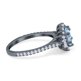 Art Deco Oval Natural Stone Floral Ring