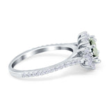 Art Deco Oval Natural Stone Floral Ring