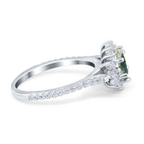 Art Deco Oval Natural Stone Floral Ring