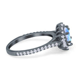 Art Deco Oval Natural Stone Floral Ring
