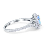 Art Deco Oval Natural Stone Floral Ring